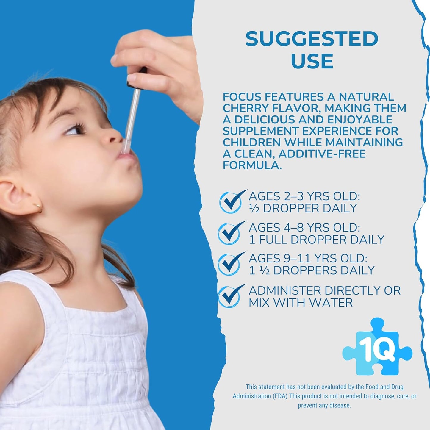 1Q Focus – Liquid Cognitive & Brain Support Drops for Kids | Acetyl L-Carnitine + B1, B6, B12 & Folate | Sugar-Free, Vegan, Non-GMO, Gluten-Free | Advanced Absorption | 2 fl oz 30 Servings