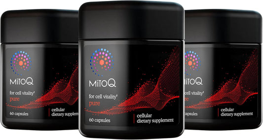 MitoQ Pure Advanced Mitochondria Supplement Superior Bioavailability to CoQ10 | Reduces Free Radical Damage for Healthy Aging, Metabolism, Heart Health, Energy, Strength & Mobility