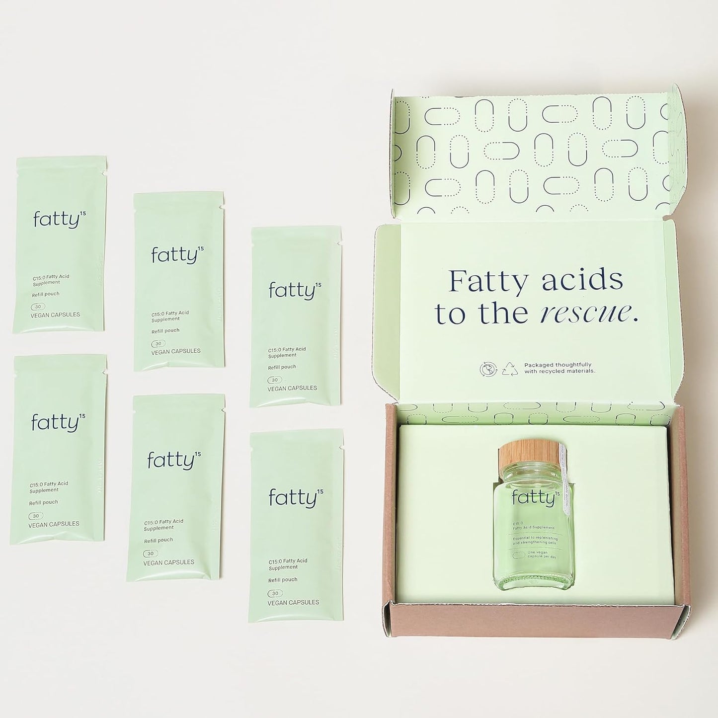 Fatty15 C15:0 Pentadecanoic Acid Supplement The Longevity Nutrient - 180 Vegan Capsules - 3X Cellular Benefits of Fish Oil Omega 3 Supplements - Gut Health, Liver Support, & Mitochondrial Health