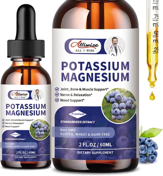 2 Pack Potassium Magnesium Supplement Liquid - High Absorption Calm Magnesium Complex & Potassium Plus Calcium, Vitamin D3, Zinc for Leg Cramps & Bone & Energy & Immune Support - 4 Fl oz