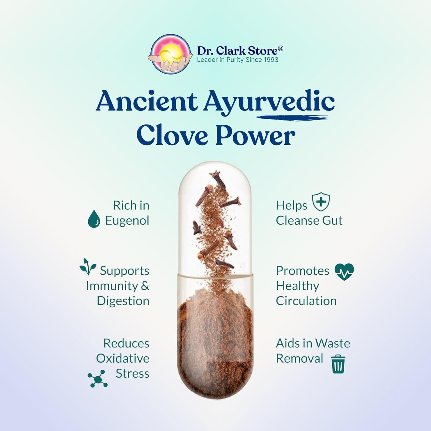 Dr Clark Cloves Healthcare Supplement - Natural Digestive Health, 500 mg, 100 Pure Gelatin Capsules