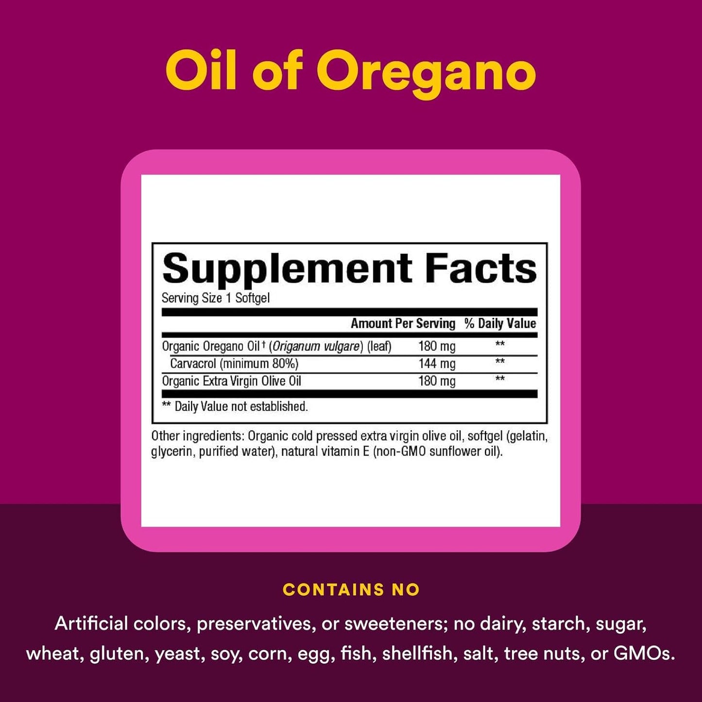 Natural Factors Oil of Oregano 180 mg, Helps Maintain Good Health with Extra Virgin Olive Oil, 60 Softgels