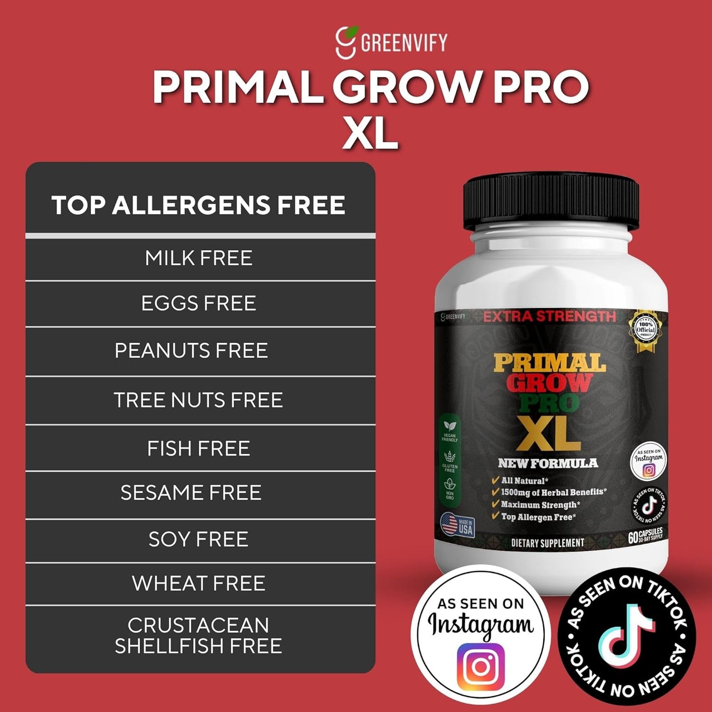 Primal Grow Pro Extra Strength Maca Root Complex, 1500mg, 60 Capsules, Vegan, Gluten Free, Non-GMO (1)