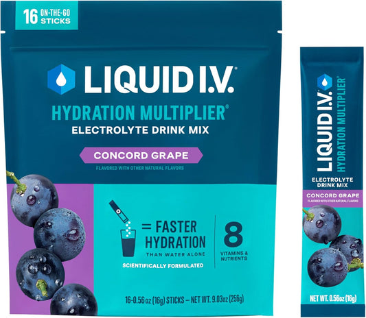 Liquid I.V.® Hydration Multiplier - Concord Grape | Electrolyte Powder Drink Mix | 1 Pack (16 Servings)