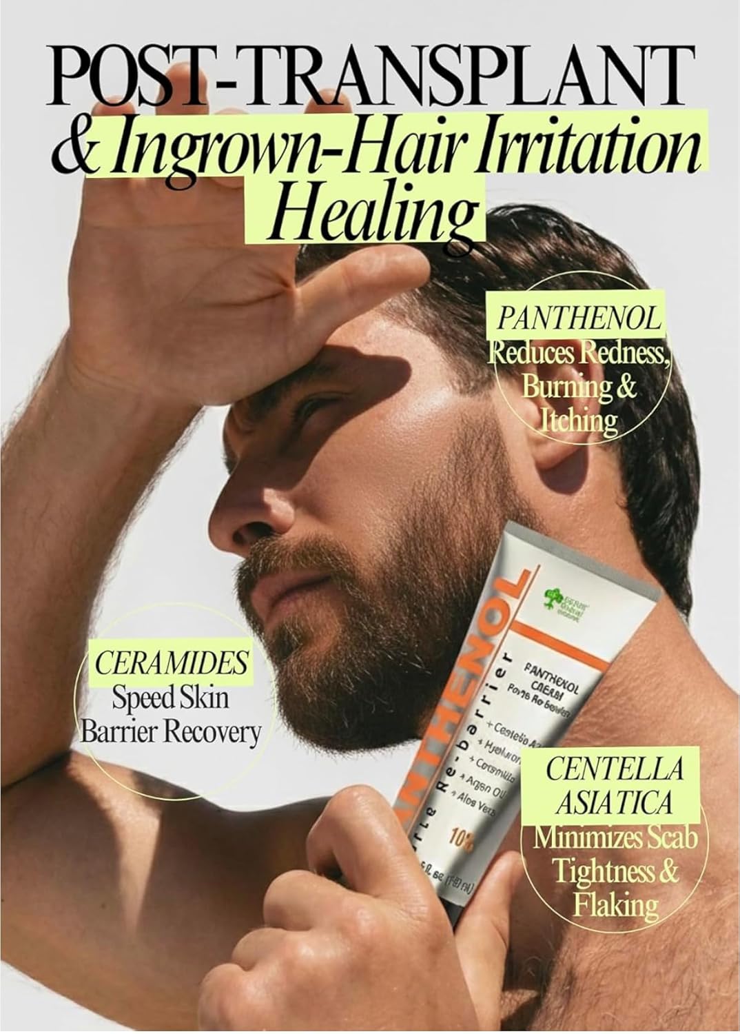 10% Panthenol Cream Forte with Ceramides & Centella Asiatica – Intensive Skin Repair for Redness, Acne, Burns, Tattoos & Post-Procedure Care – Aloe Vera + Hyaluronic Acid, 3.4 oz