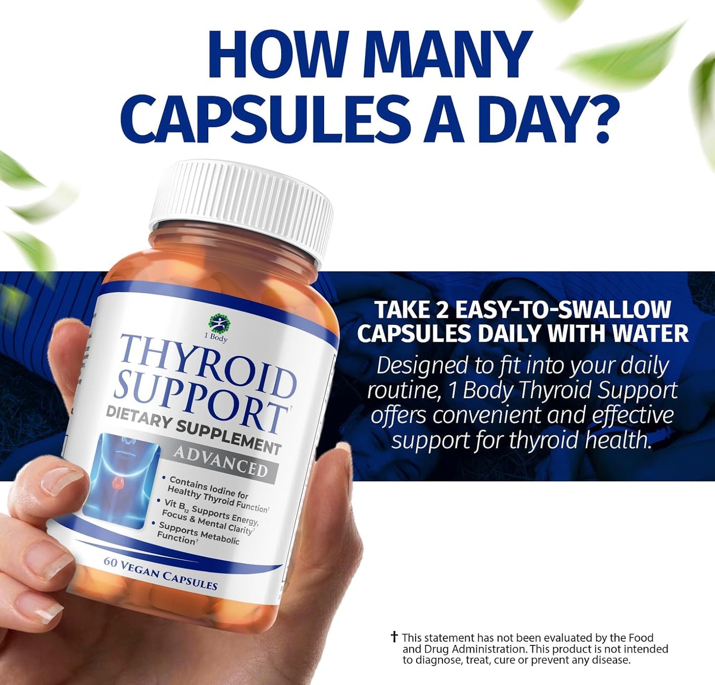 1 Body Thyroid Support Supplement, 90-Day Supply, 3 Pack with B12, Iodine, Zinc, Selenium, Ashwagandha, Non-GMO Vegetarian Formula