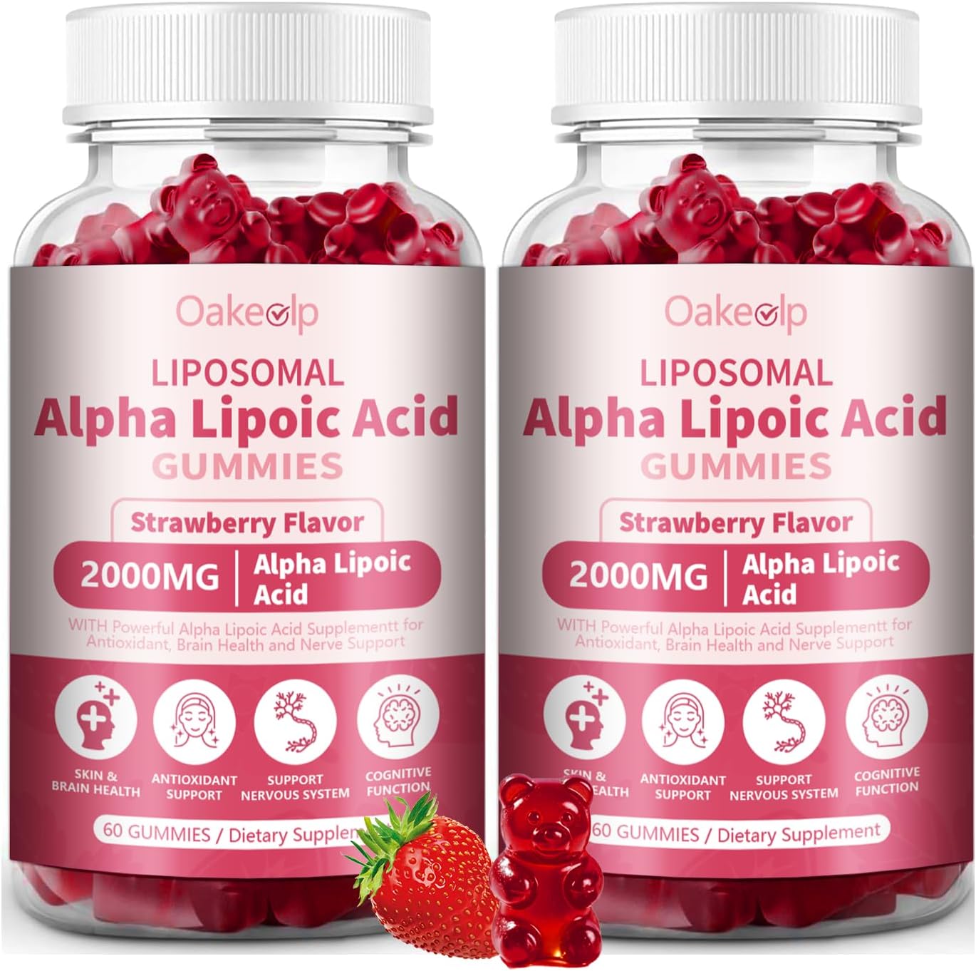 2 Pack Liposomal Alpha Lipoic Acid Gummies 2000mg Gummies,High Potency ALA Complex Biotin & Benfotiamine for Antioxidant, Brain Health and Nerve* Support,Liposomal Enhance 98% Absorption