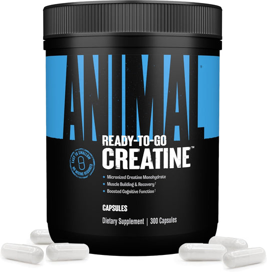 Animal Micronized Creatine Monohydrate Capsules - 300 Caps, 2500mg per Serving for Muscle Growth, Strength, and Endurance