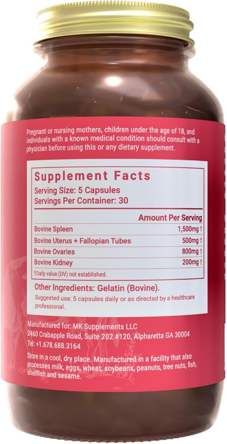 MK Supplements, Female Vitality, Women's Supplements - Supports Reproductive Health and Hormone Balance (150 Capsules - 30 Servings) Nutrient Dense Supplement, Vitamins, Minerals and Peptides