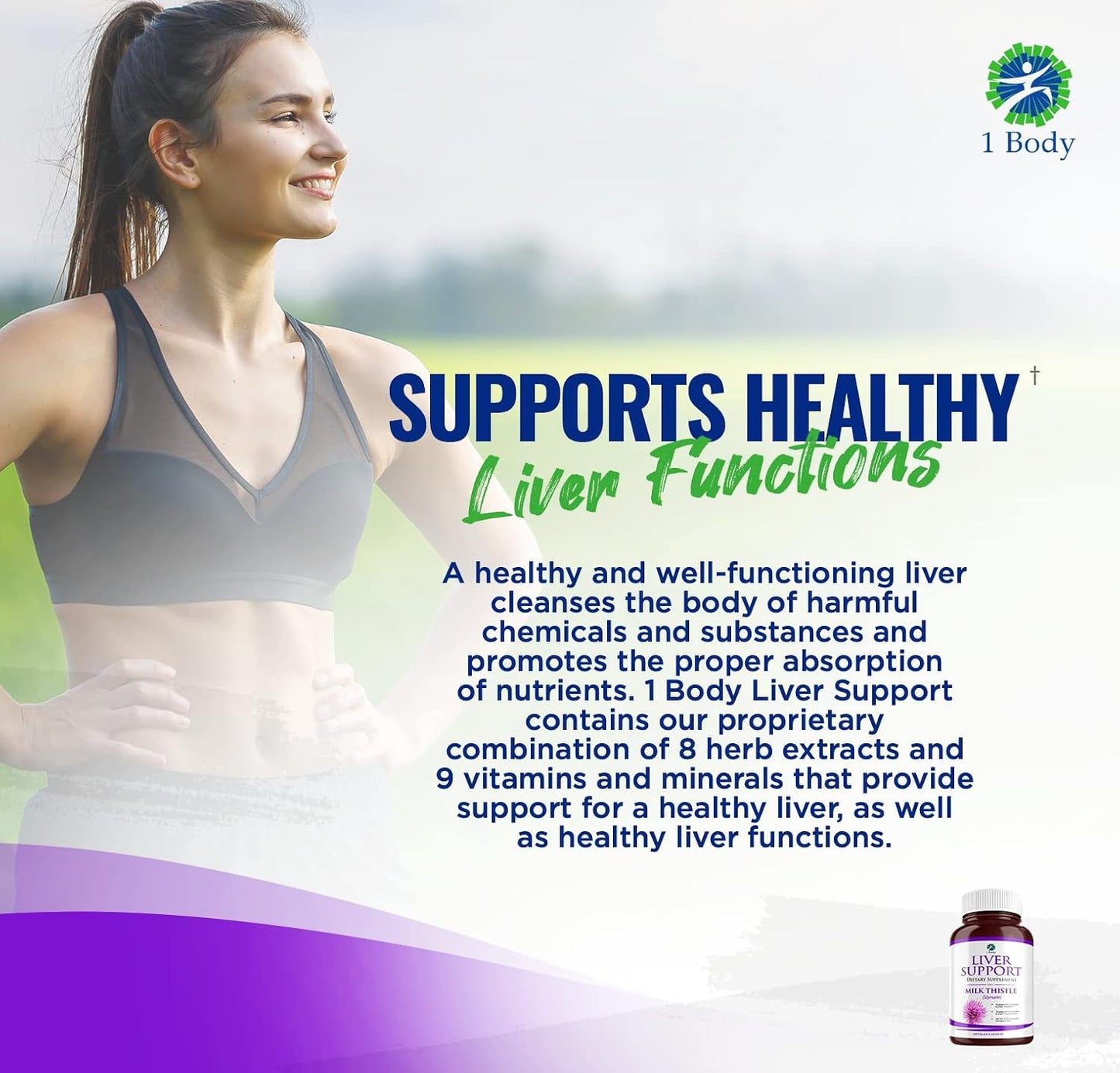 1 Body Liver Support Triple Pack - 180 Capsules - Milk Thistle and Dandelion Root