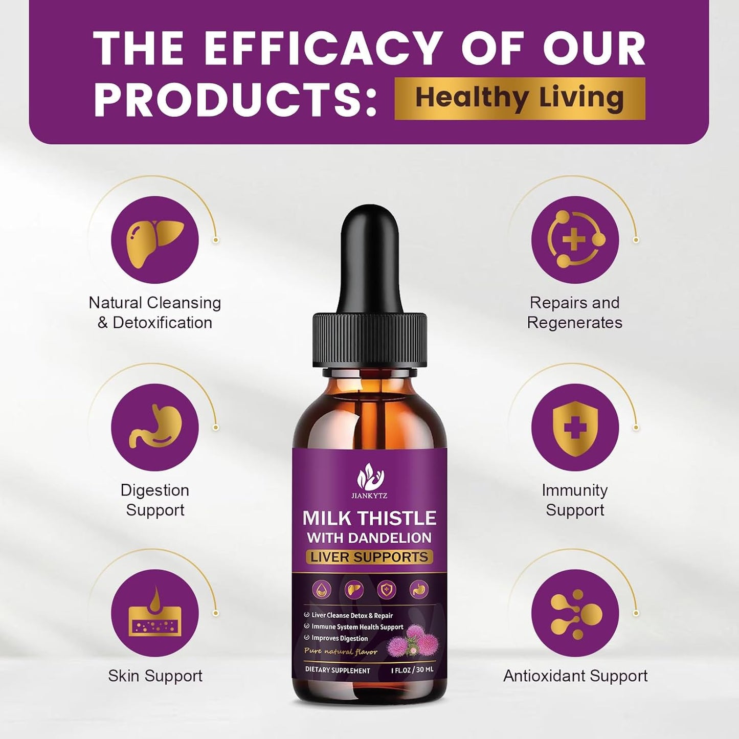 (4 Pack) Milk Thistle Supplement for Liver Cleanse Detox & Repair, Liver Detox Drops with Organic Milk Thistle Seed, Artichoke Extract, Dandelion, Turmeric and Vegan, Non-GMO, Gluten-Free, 1 Fl Oz