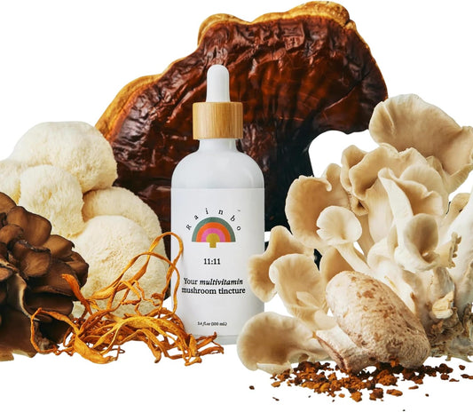 11:11 Multi Mushroom Tincture - 11-in-1 Dual Extract Mushroom Blend - Comprehensive Immune Support, Brain Support, Liquid Lion's Mane & Turkey Tail, Vegan, Non GMO, 3.4 fl oz