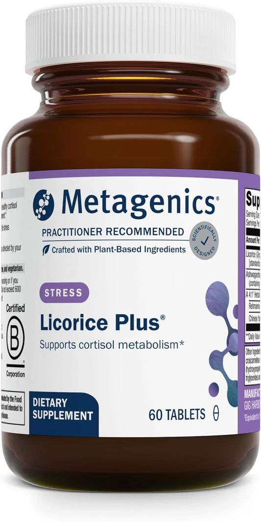 Metagenics Licorice Plus - Cortisol Supplement* - with Ashwagandha, Licorice Root Extract & Chinese Yam - Herbal Supplement for Stress Support* - Non-GMO - Vegetarian - Gluten-Free - 60 Tablets