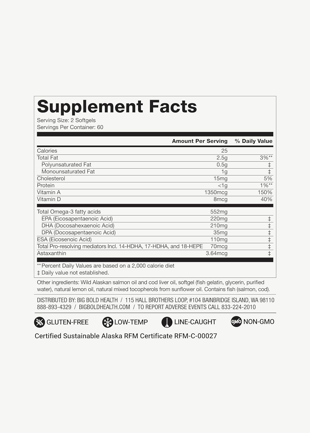 2 Month Supply - Omega-3 Rejuvenate Fish Oil Supplement, Wild Alaskan Cod and Sockeye Salmon Fish Oil, Lemon Flavor —Omega-3 Fatty Acids with EPA, DHA, & DPA— 120 Softgels