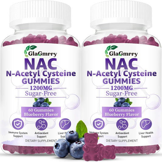 2 Pack N-Acetyl Cysteine Gummies for Kids & Adults, 1200mg N-Acetyl Cysteine Supplement with Selenium Zinc Vitamin C & E for Liver Health, Antioxidant, Immune System, 120 Count, Sugar Free