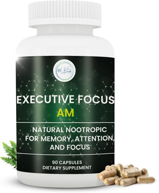 12-in-1 Natural Nootropic Brain Supplement for Memory and Focus, Nootropic for Men & Women, Brain Support Pill for Adults, Brain Vitamins - Focus 30 Day Supply