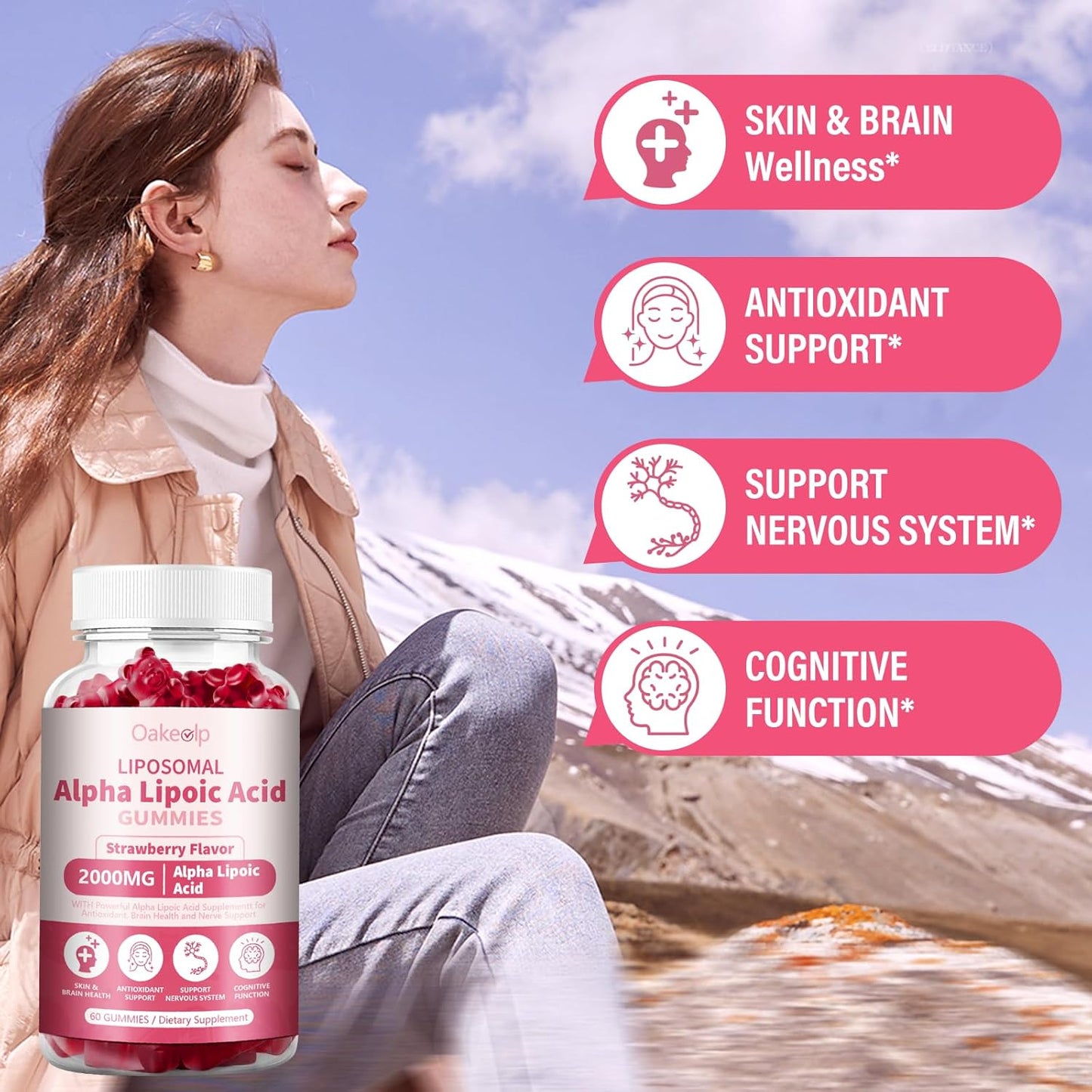 2 Pack Liposomal Alpha Lipoic Acid Gummies 2000mg Gummies,High Potency ALA Complex Biotin & Benfotiamine for Antioxidant, Brain Health and Nerve* Support,Liposomal Enhance 98% Absorption