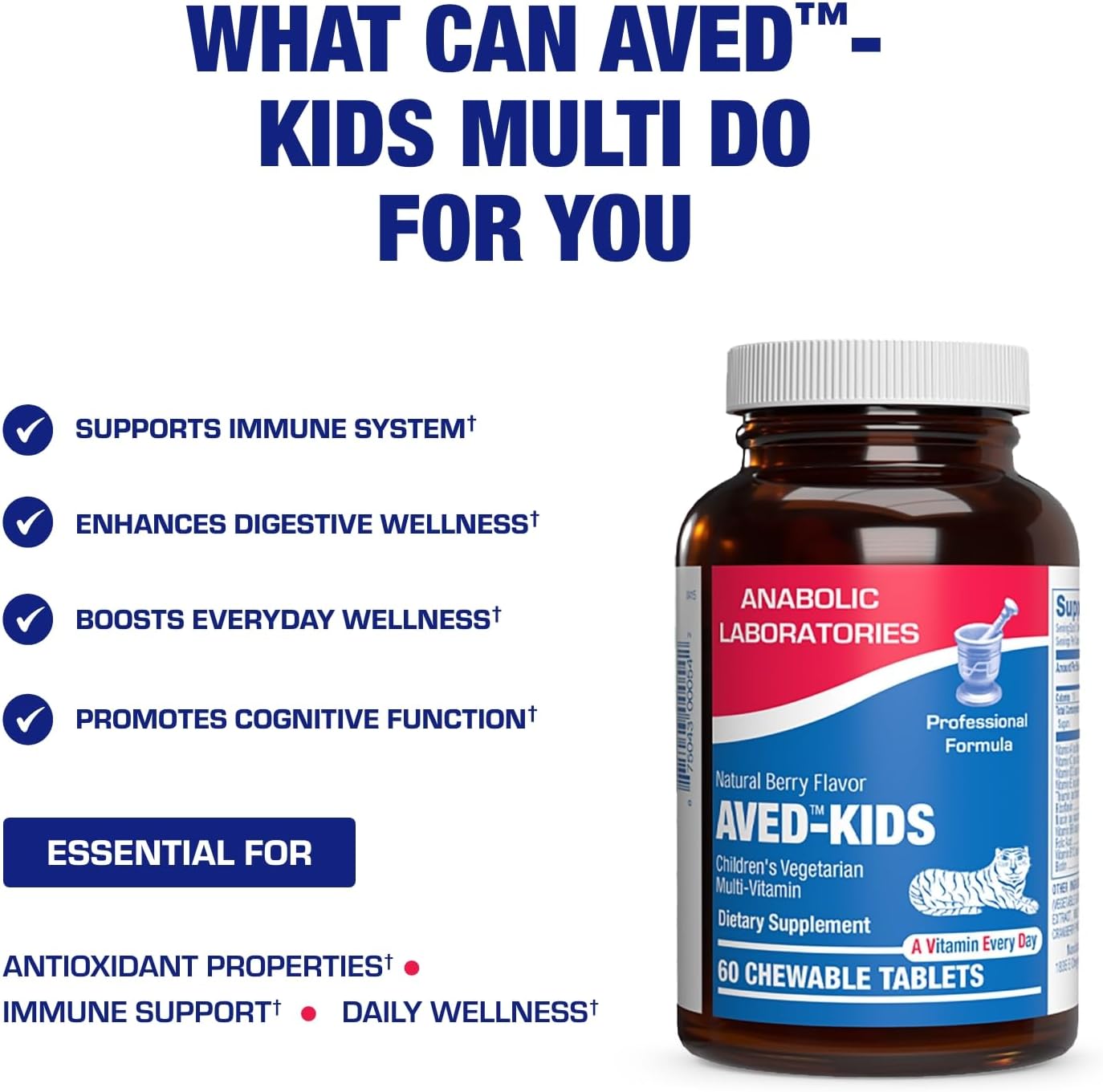 25-in-1 Kids Chewable Multivitamin - Clinically Formulated Kids Multivitamin with Iron Magnesium Vitamins A B Complex C D E Antioxidant Rich Fruit Extracts & More - Made in The USA - 1 Month Supply