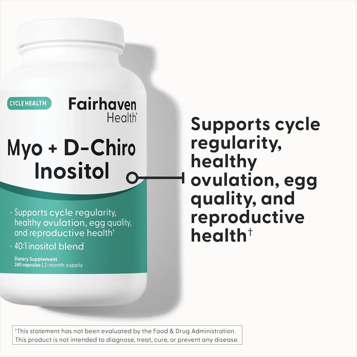 Fairhaven Health Myo-Inositol and D-Chiro Inositol Supplement for Women | 40:1 Ratio | Female Fertility Supplement for Women and Hormone Balance* | Vegan | 240 Myo & D-Chiro Inositol Capsules