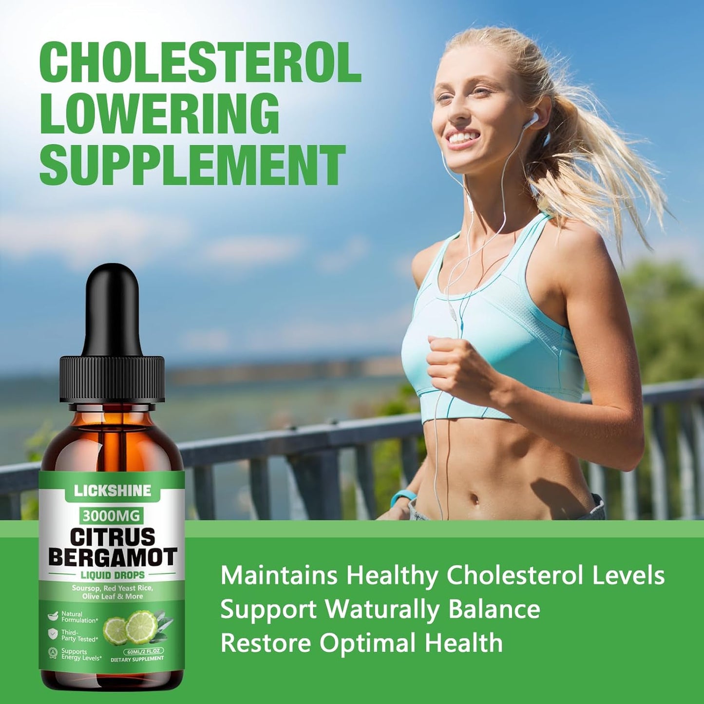 2 Pack 3000mg Citrus Bergamot Liquid Drops - High Absorption - Cholesterol Lowering Supplement for Immune Support Anti-Aging, Hight Cholesterol - Soursop Bitters Liquid, 4 Fl Oz