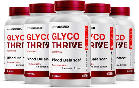 (5 Pack) Glyco Thrive Capsules - Advanced GlycoThrive Blood Support Supplement for Healthy Circulation, Official Glycogen Support Pills with Premium Ingredients for Overall Wellness (300 Capsules)