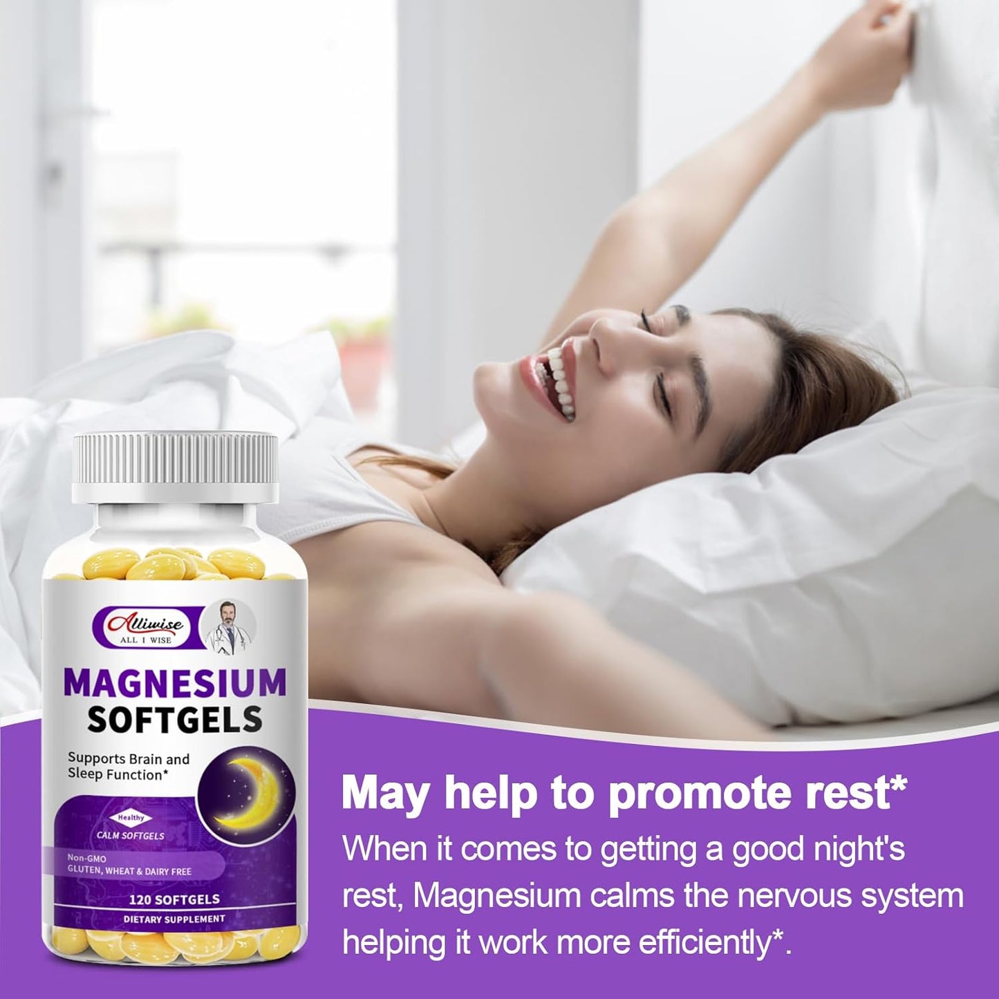 2 Pack High Absorption Magnesium Glycinate 400mg Softgels Supplement, Magnesium with Calcium - Highly Bioavailable - with Vitamin D3 & K2, for Sleep, Mood, Brain Support