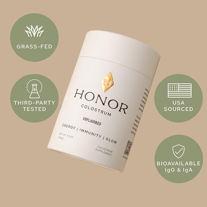 Colostrum Powder with IgG Antibodies – Unflavored Dietary Supplement, Clean Formula, Whole Food Nutrition – 60 Servings