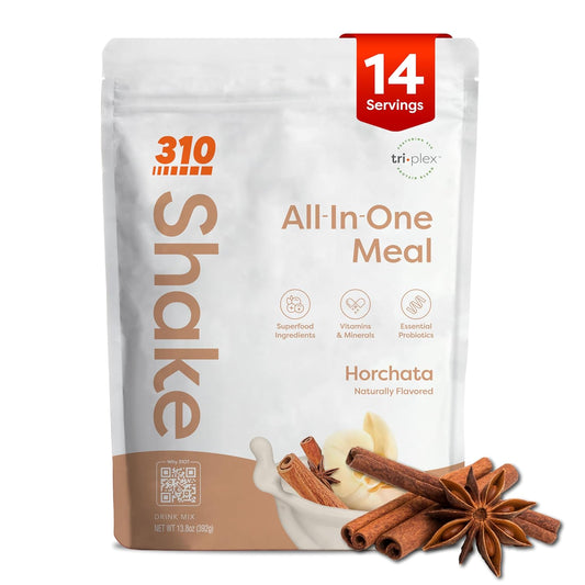 310 Nutrition All-In-One Meal Replacement Shake - Plant-Based Protein Powder with High Fiber, Probiotics, Digestive Enzymes & Adaptogens - Low Carb Vegan Keto Friendly Superfoods Smoothie - Horchata Flavor - 14 Servings