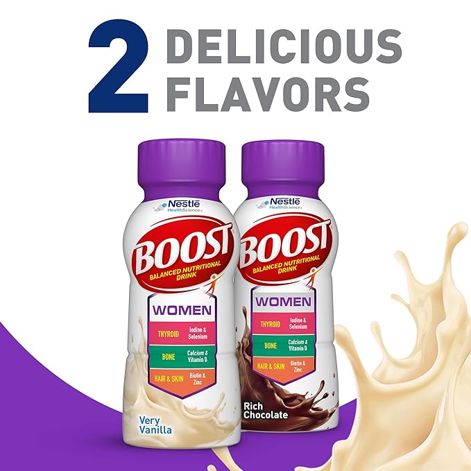 BOOST Women Balanced Nutritional Drink, Very Vanilla, 8 fl oz (Pack of 24)
