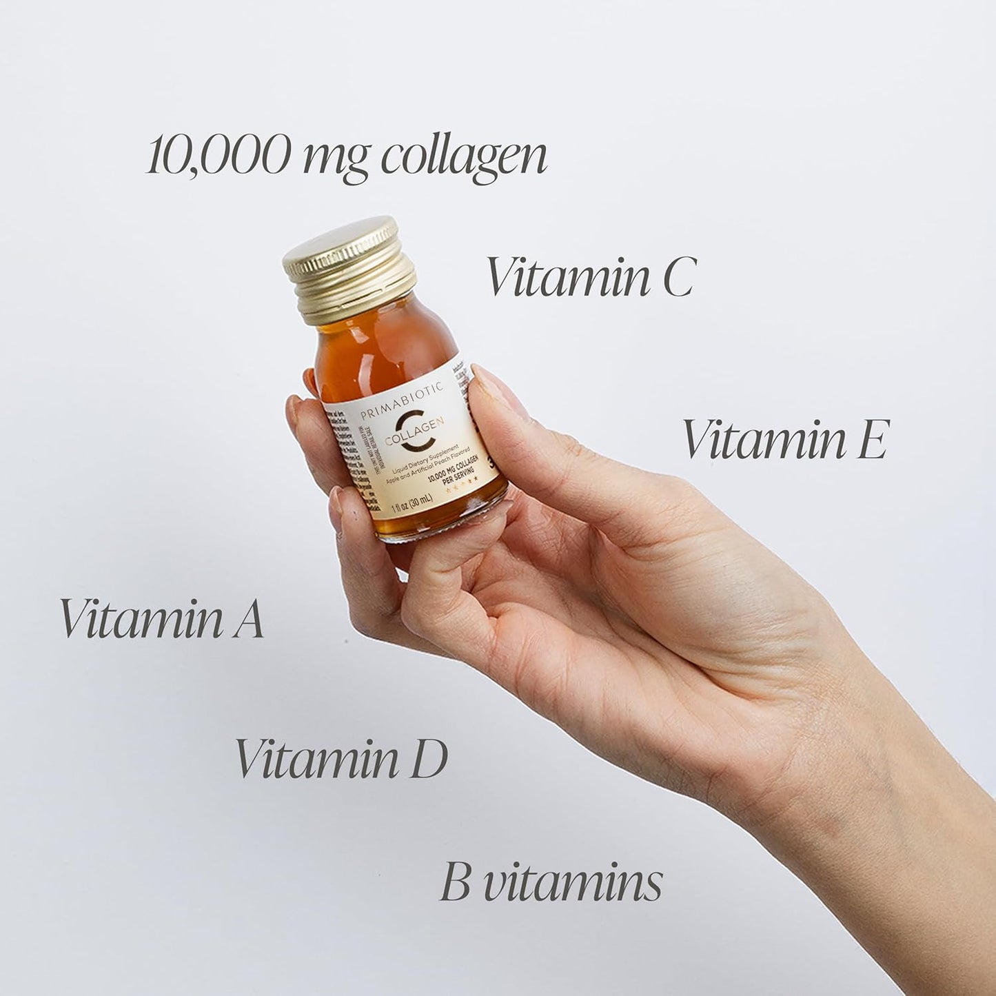 PRIMABIOTIC Liquid Collagen - High Collagen Content [10,000 Mg] Per Serving - Hydrolyzed Collagen and 12 Vitamins - Gluten Free- 900 Ml - Pack of 30 Bottles x 30 Ml (1)