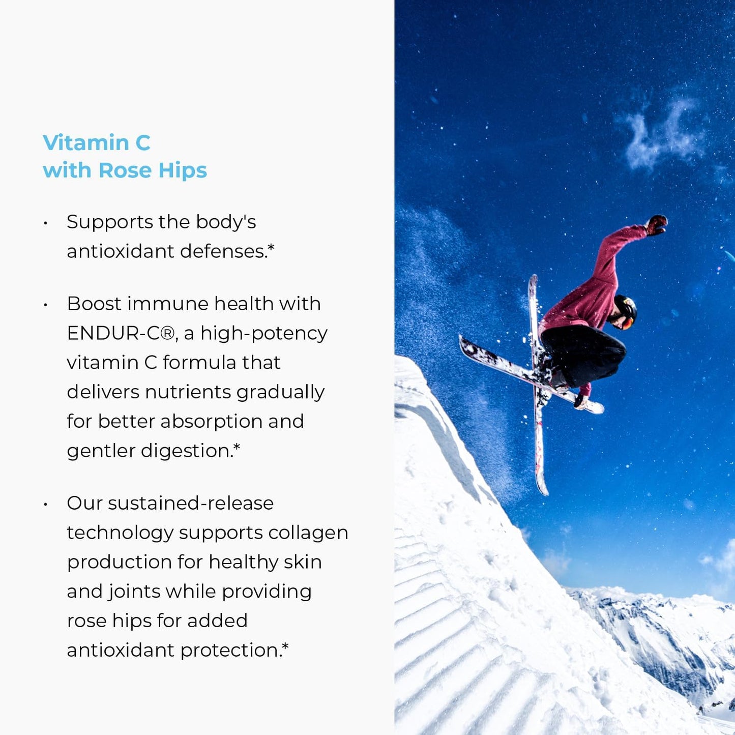 Endur ENDUR-C Vitamin C with Rose HIPS, Supports Collagen Production, Antioxidant Protection & Gentle Digestion, Gluten Free, 500mg (90 Tablets)