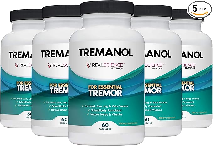 Tremanol Natural Aid Herbal Supplement – Includes Vitamin B2 & B12, Passionflower & Skullcap – 60 Caps (Pack of 5) – Made in USA