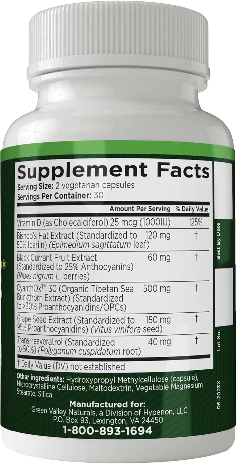 Stem Cell Supplement - Organic Tibetan Sea Buckthorn-Resveratrol, Vitamin D, Bishop's Hat Extract (1 Bottle, 60 Count)