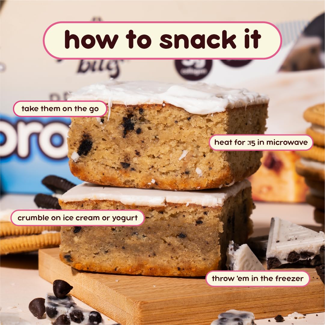 Prime Bites Protein Brownie from Alpha Prime Supplements | High Protein, Collagen Fortified Low Sugar Treat | Delicious Snack | 12 Bars per Box (Cookies & Cream Blondie)
