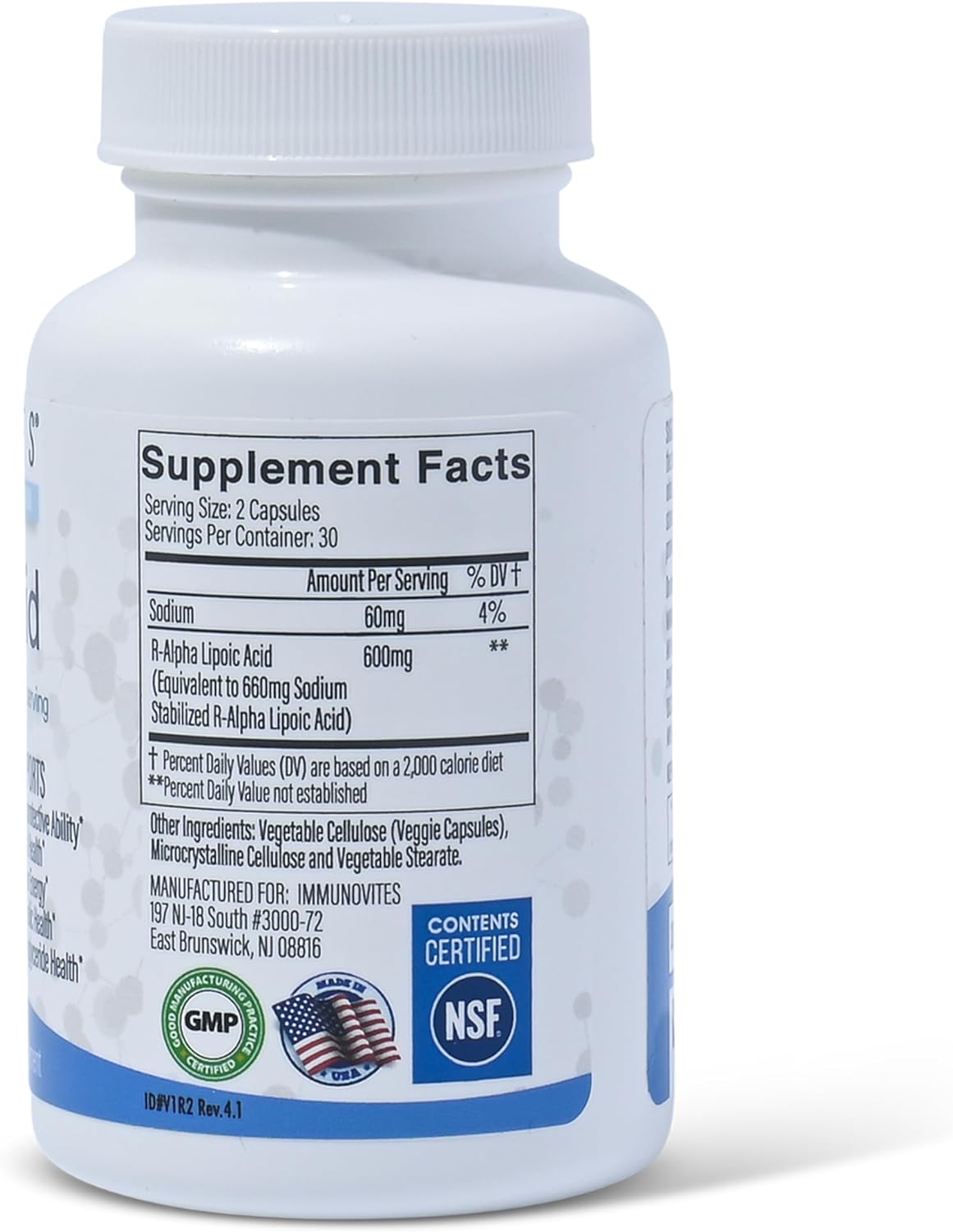 3-Pack Stabilized R-Alpha Lipoic Acid ((True)) 600mg per Serving [[High Potency & up to 40x Increased Absorption]] (Na R-ALA) (Na R-LA) (Na R-Lipoate) (3 Bottles)
