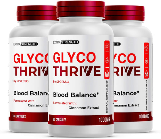 (3 Pack) Glyco Thrive Capsules - Advanced GlycoThrive Blood Support Supplement for Healthy Circulation, Official Glycogen Support Pills with Premium Ingredients for Overall Wellness (180 Capsules)