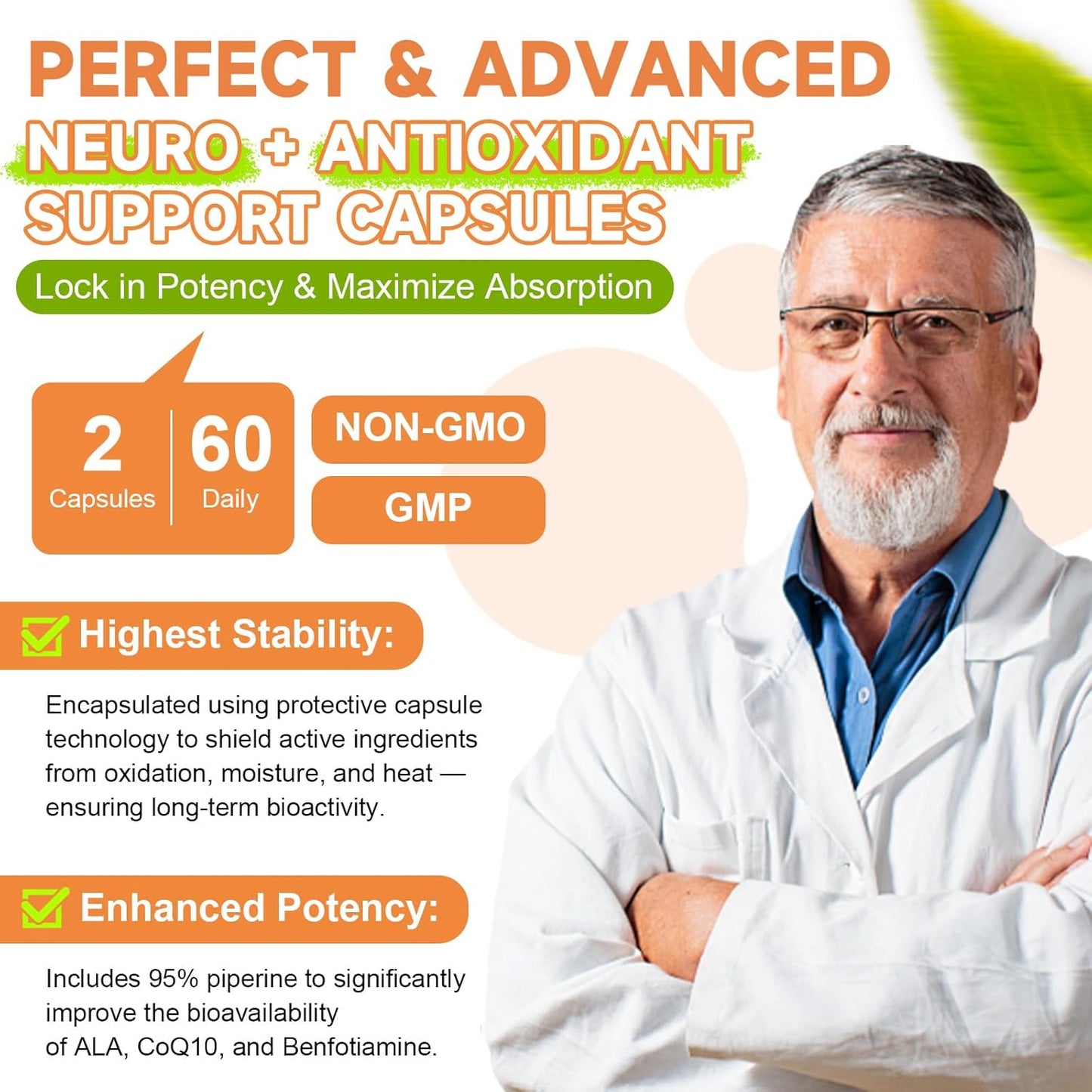 (2 Packs) Alpha Lipoic Acid 600mg with Benfotiamine 300mg - ALA Supplement for Neuropathy Support Nerve Health & Antioxidant, Cell Energy, Metabolism and Anti-Aging, Non-GMO, Gluten Free, Vegan