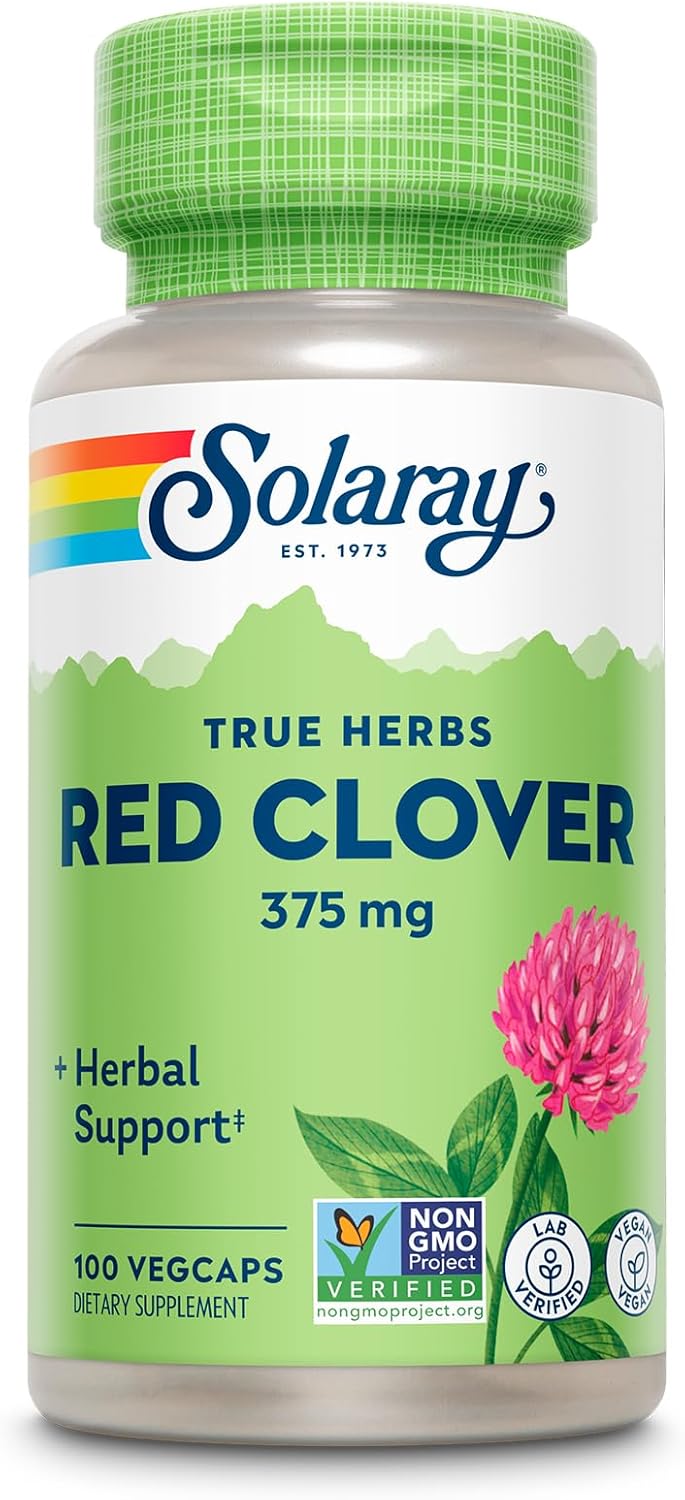 SOLARAY Red Clover 375 mg - Traditional Women's Health Herbal Support - Non-GMO Verified, Vegan, Lab Verified - 60-Day Guarantee - 100 Servings, 100 VegCaps