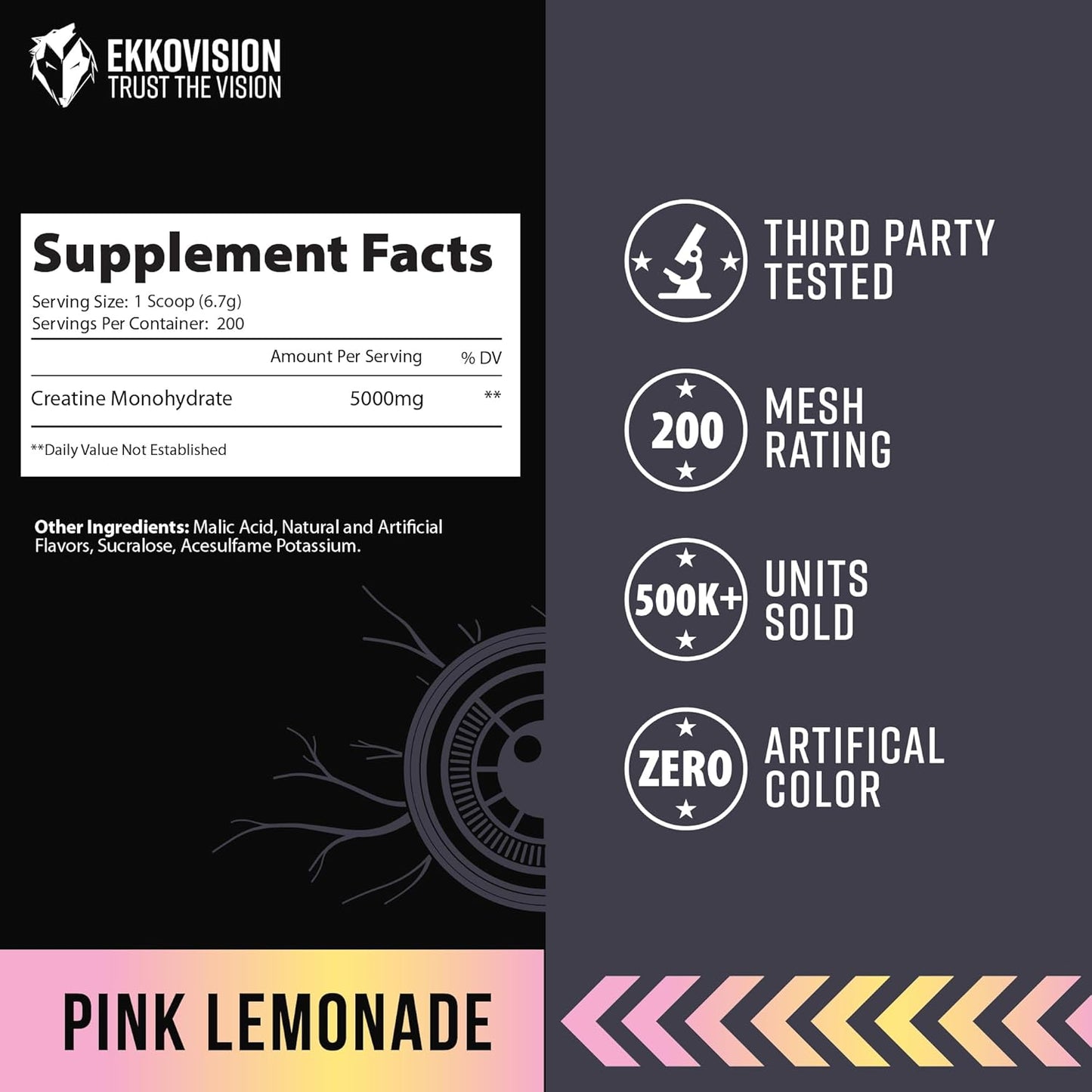 Creatine Monohydrate Powder, Micronized, Pink Lemonade, Pre Workout & Post Workout Supplement for Men and Women, Energy Support, Easy to Mix in Shakes, Smoothies & Beverages, 200 Servings