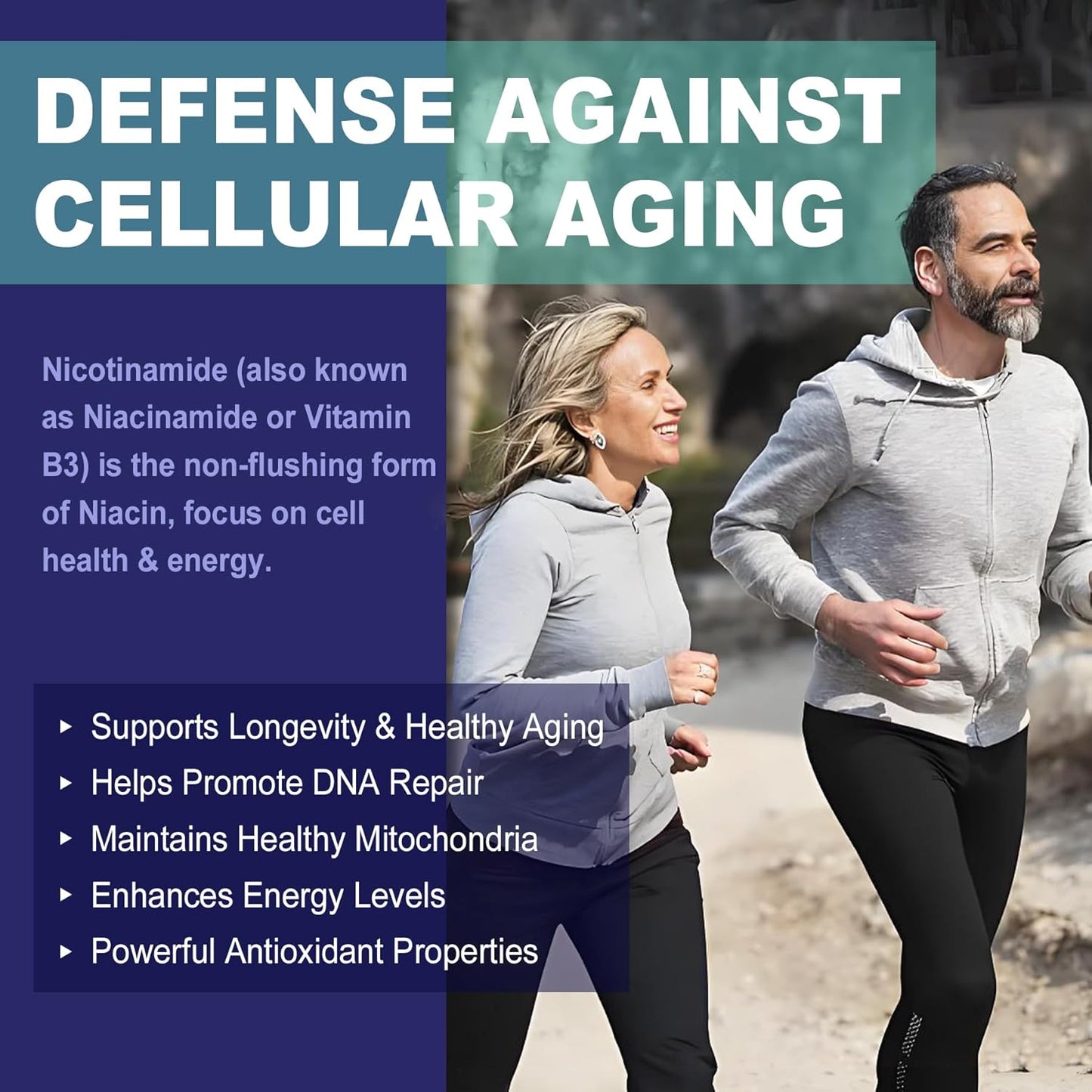 2 Pack - Nicotinamide 500mg Gummies, NAD+ Supplement for Women & Men w/Collagen Peptides, (Flush Free Niacin) Vitamin B3 Niacinamide for Anti-Aging, NAD+ Levels, Longevity, Focus & Brain, Sugar Free