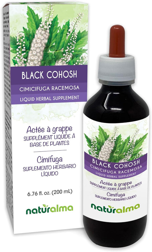 Naturalma Black Cohosh (Cimicifuga racemosa or Actaea racemosa) Rhizome Alcohol-Free Tincture - 6.76 fl oz Liquid Extract in Drops - Herbal Supplement - Vegan