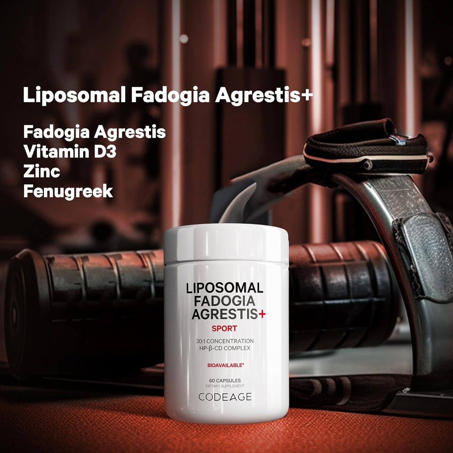 Codeage Liposomal Fadogia Agrestis 600mg Supplement - Fadogia Agrestis 30:1 Extract, Vitamin D3, Zinc, Fenugreek, BioPerine Black Pepper - 2-Month Supply - Liposomal Delivery - Non-GMO, 60 Capsules