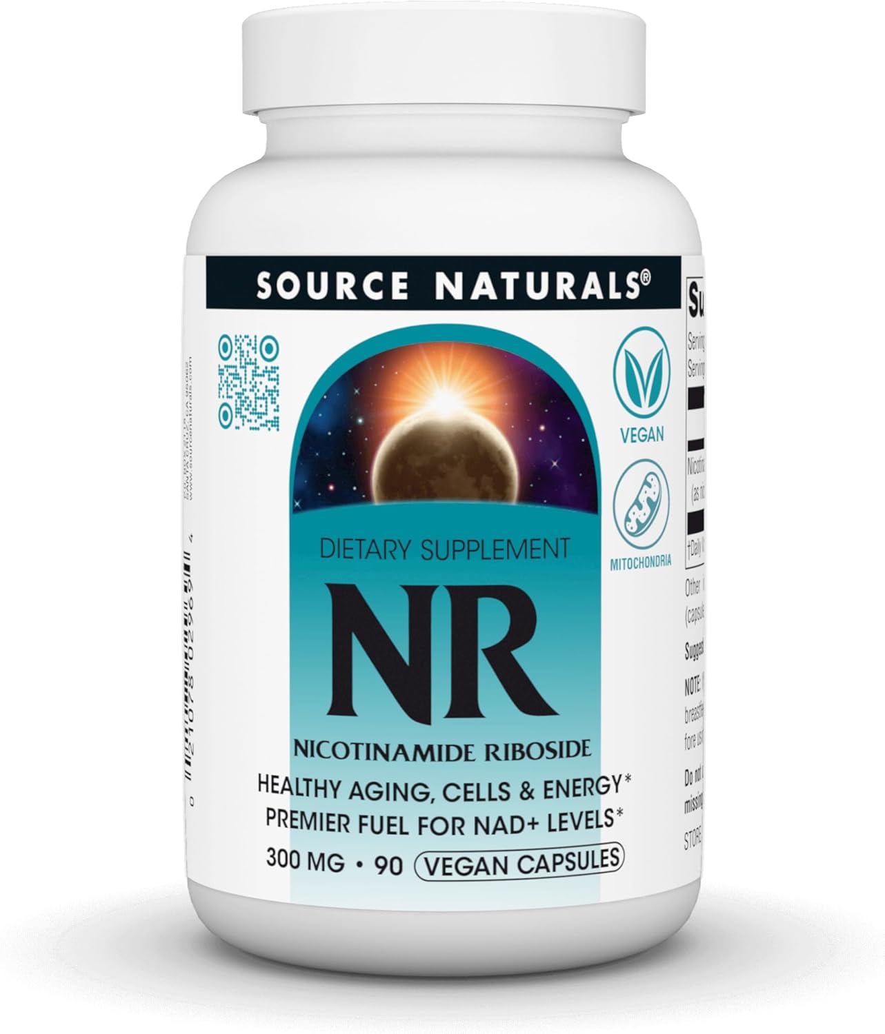 Source Naturals NR, Nicotinamide Riboside, Vegan Dietary Supplement for Mitochondria, Healthy Aging, Cells & Energy*, Premier Fuel for NAD+ Levels, 300 mg - 90 Vegan Capsules
