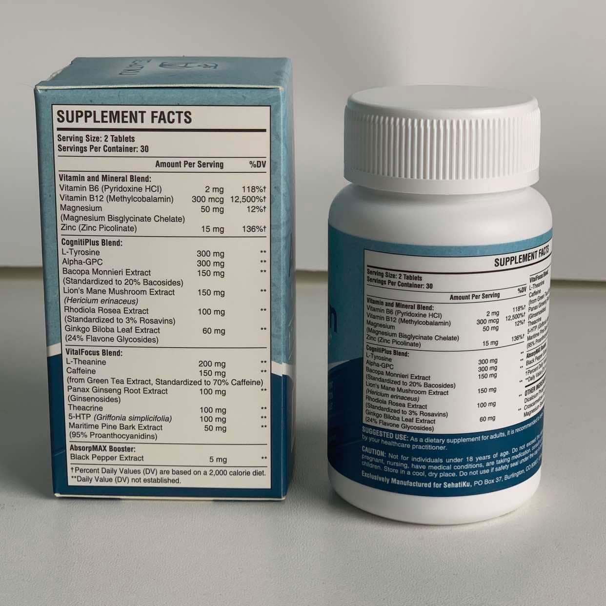 17-in-1 Brain Supplement for Memory and Focus | Natural Nootropics Brain Supplement for Brain Cognition | High Absorption | L-Theanine, Phytonutrient Blend and Vitamins B6, B12 | 60 Tablets