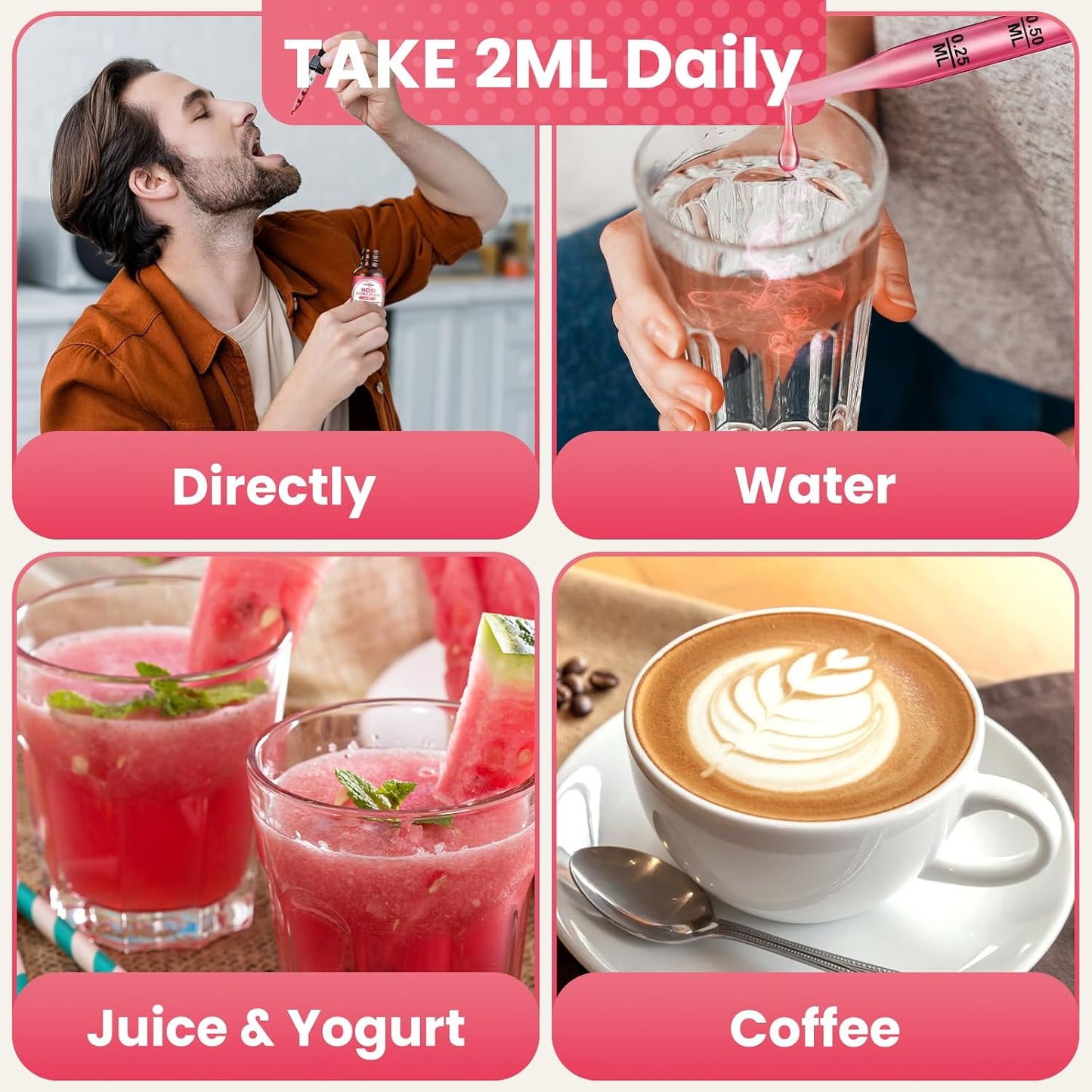 2 Pack Liquid Iron Supplement for Women, Men & Kids - Liquid Iron Drops with Folate, Vitamin C, B6, B12 for Anemia, Red Blood Cell, Energy Support - Strawberry Flavor