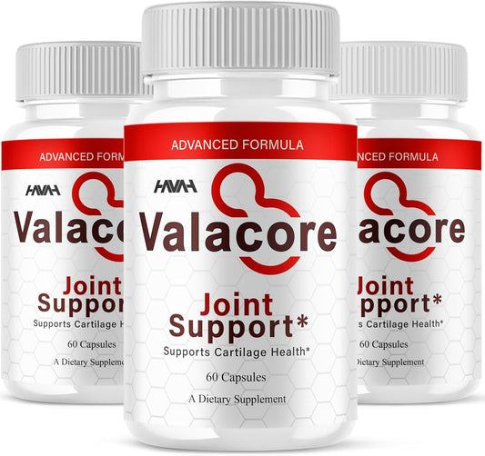 (3 Pack) Valacore Maximum Strength Joint Support Capsules, Vala Core Daily Advanced Mobility Multivitamin Health Support Supplement, Valacore Premium Joint Support Natural Formula Pills (180 Capsules)