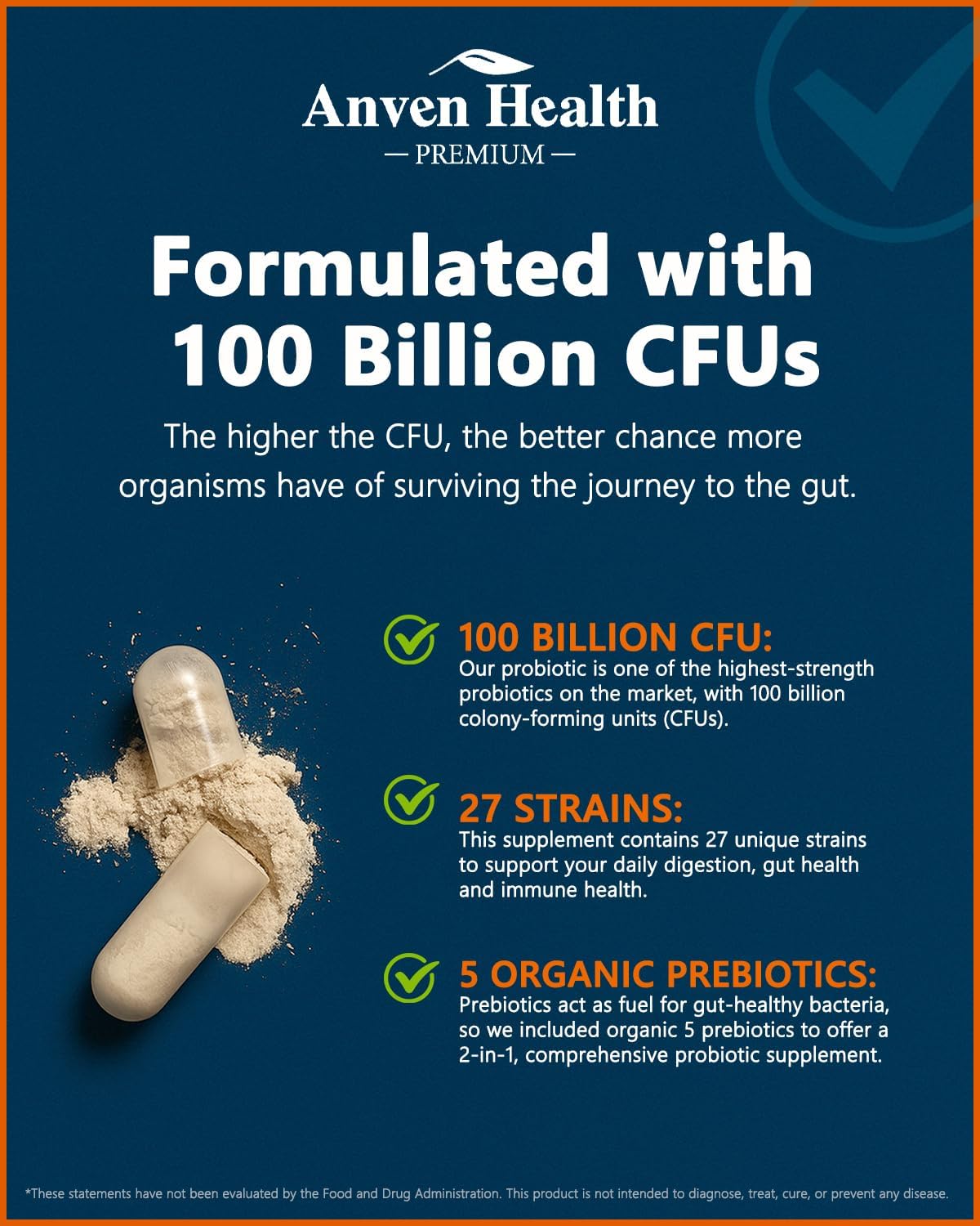 100 Billion Probiotics for Men and Women 27 Strains 5 Organic Prebiotics for Gut Digestive & Immune Health, Supports Diarrhea Gas Bloating, Non-GMO, Zero Fillers – Made in USA丨60 Caps