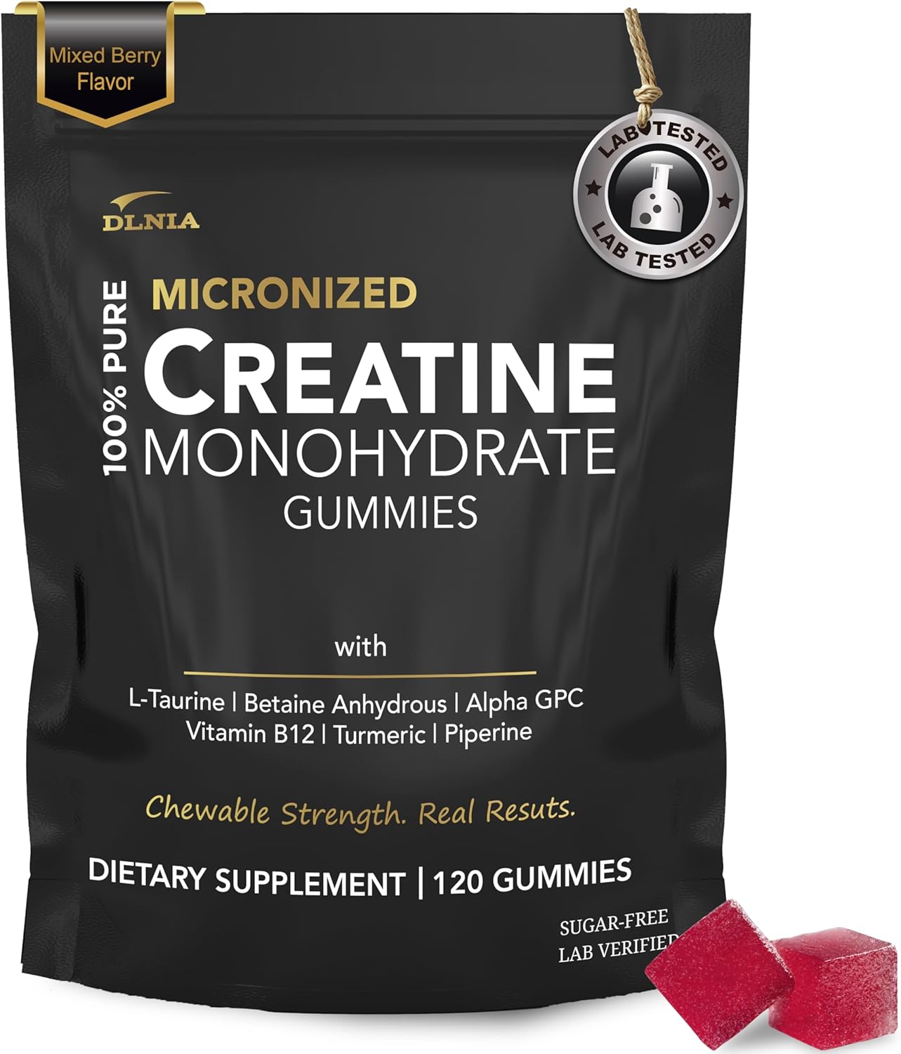 Creatine Monohydrate Gummies for Men & Women - Sugar Free & Vegan Advanced Formula W/L-Taurine + Vitamin B12 - for Muscle Strength, Muscles Builder, Recovery, Energy Boost, Pre-Workout Supplement