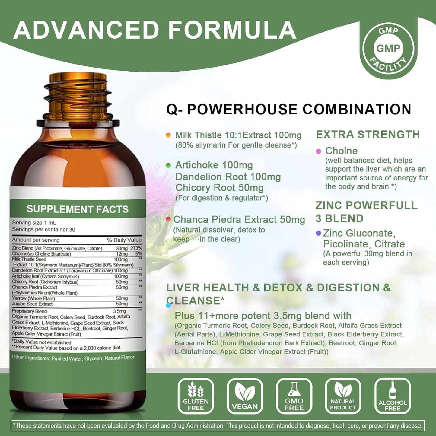 (2 Pack) Liver Health Liquid Drops -Support Liver Cleanse Detox & Repair with Artichoke Milk Thistle Silymarin Extract, Dandelion,Turmeric, Berberine to Renew w/21 Potent Herb-Nutrients-