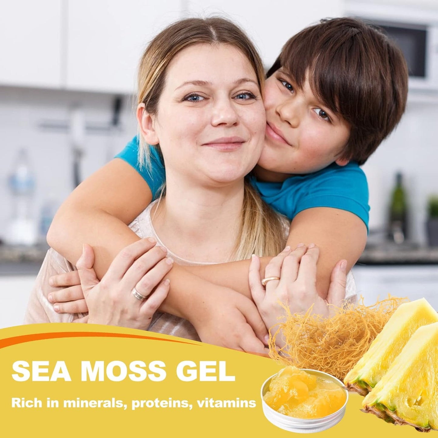18.5OZ Sea Moss Gel, Raw Flavored Irish Seamoss Gel Immune and Digestive Support Vitamin Mineral Supplements, Pineapple